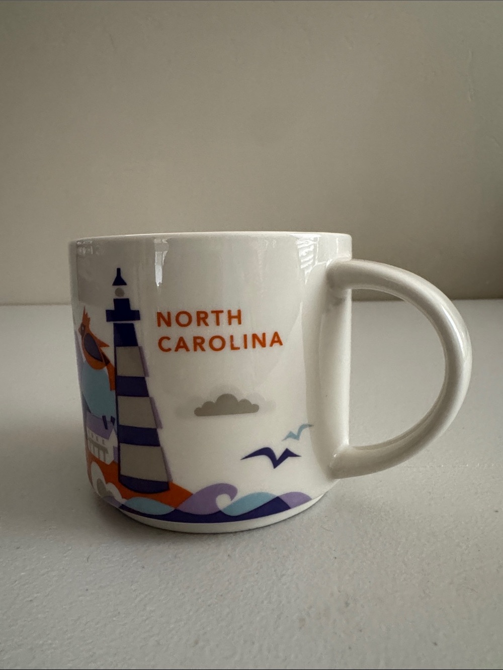 Starbucks North Carolina Lighthouse Mug - White Exterior, Blue Interior